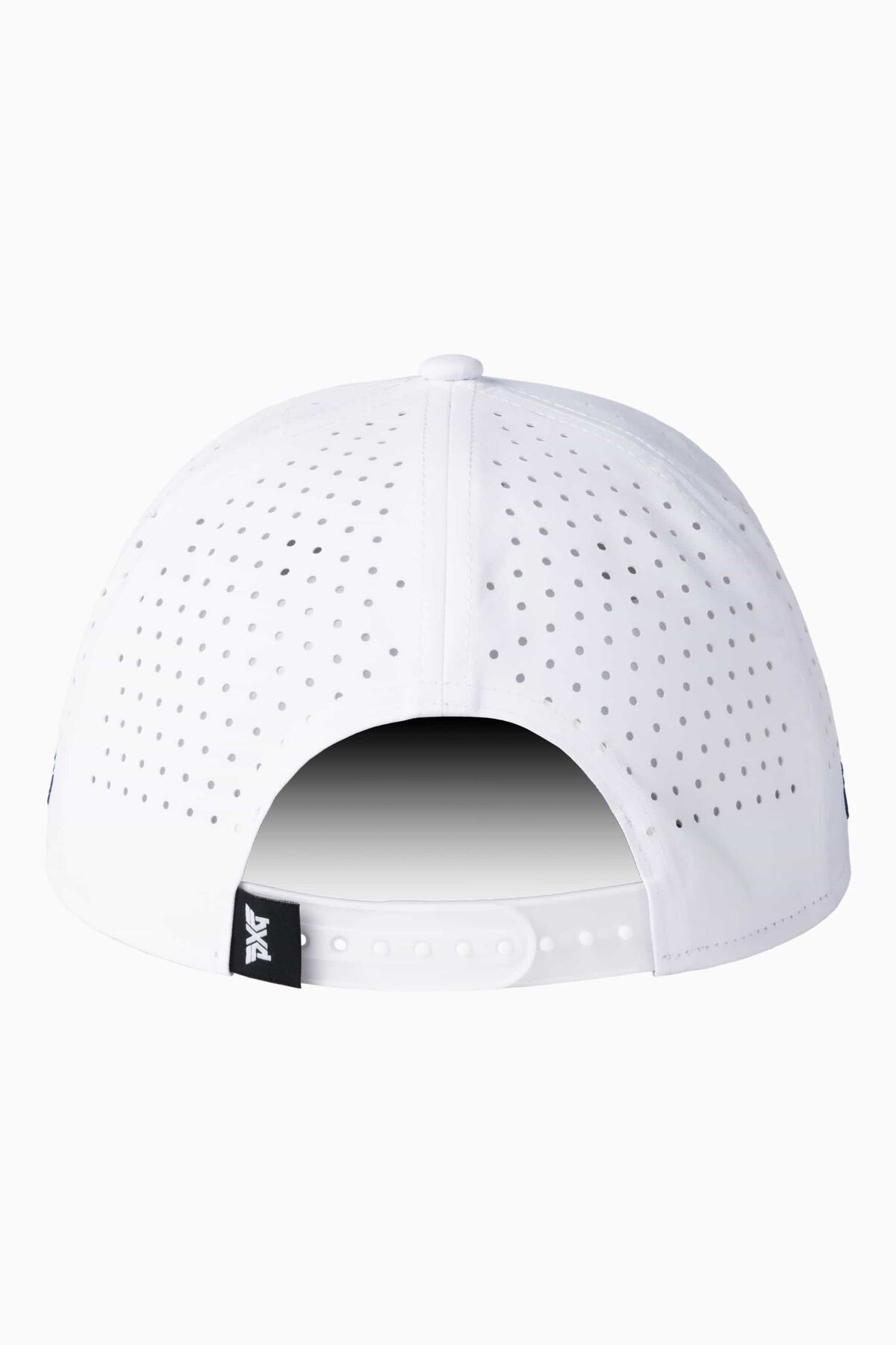 Men's Dog Tag 5-Panel Snapback Cap - White/Navy Logo - One Size White